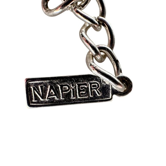 VTG NAPIER Necklace & Bracelet Set Silver Tone Interlocking Circles Snake Chain - Picture 3 of 14
